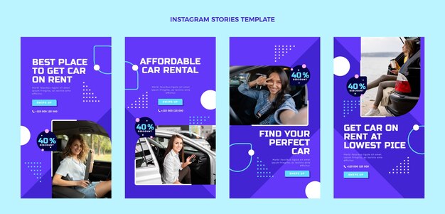 Platte ontwerp autoverhuur instagram verhalen