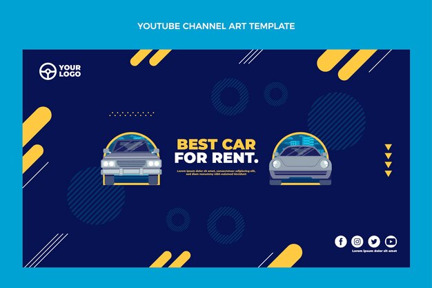 Platte ontwerp autoverhuur youtube channel art