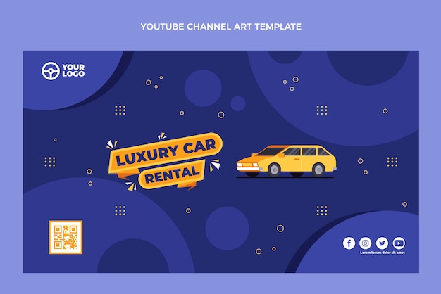 Platte ontwerp autoverhuur youtube channel art