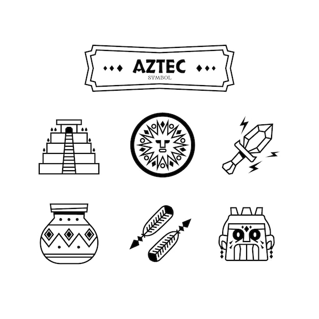 Gratis vector platte ontwerp azteekse symbolen