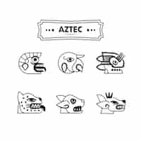Gratis vector platte ontwerp azteekse symbolen