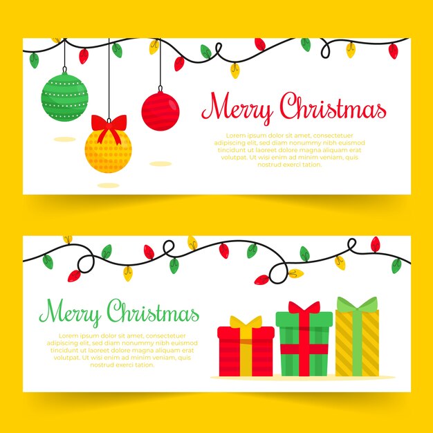 Platte ontwerp banners kerstsjabloon