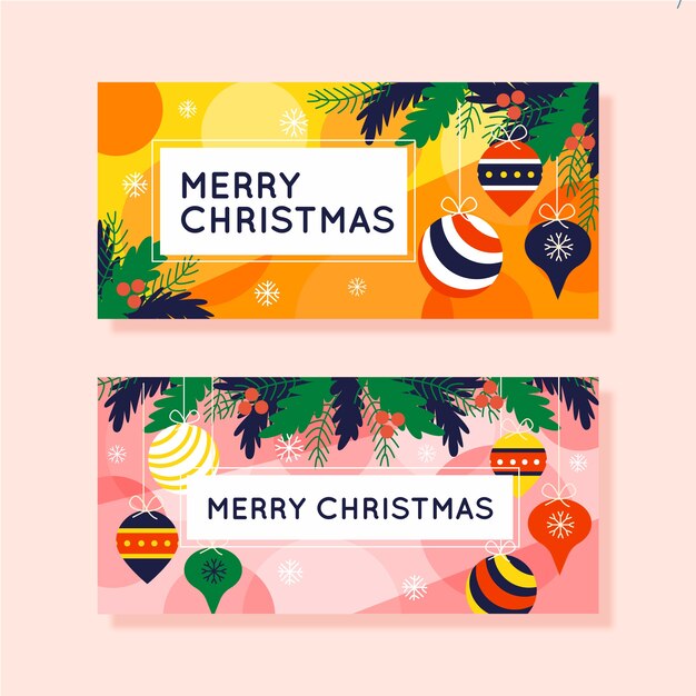 Gratis vector platte ontwerp banners kerstsjabloon