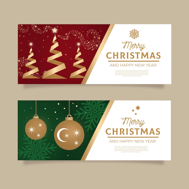 Platte ontwerp banners kerstsjabloon