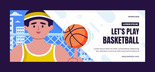 Gratis vector platte ontwerp basketbal facebook cover