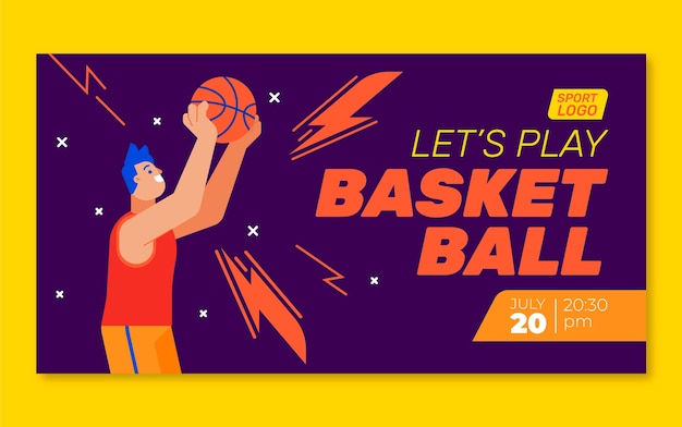 Gratis vector platte ontwerp basketbal facebook postsjabloon