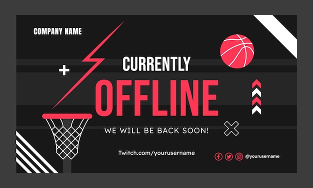 Platte ontwerp basketbal offline twitch achtergrond