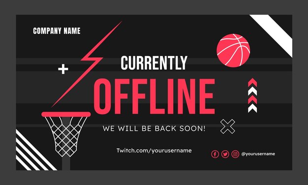 Platte ontwerp basketbal offline twitch achtergrond