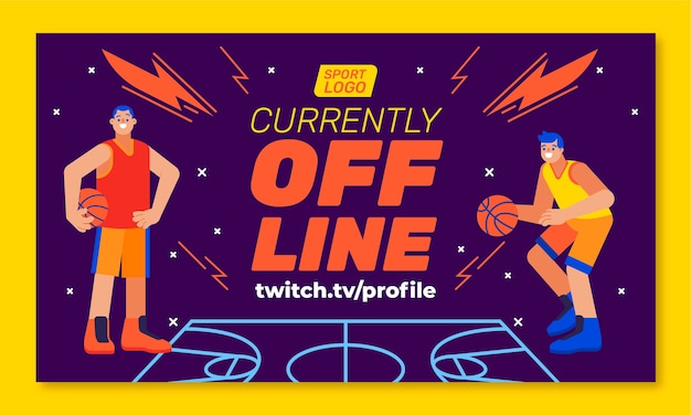 Gratis vector platte ontwerp basketbal twitch achtergrond