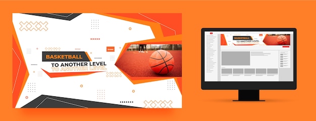 Gratis vector platte ontwerp basketbal youtube channel art