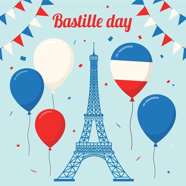 Platte ontwerp Bastille dag concept