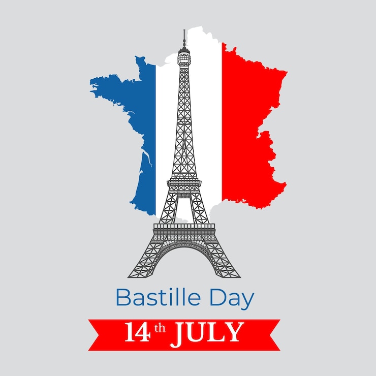 Gratis Vector platte ontwerp bastille dag concept