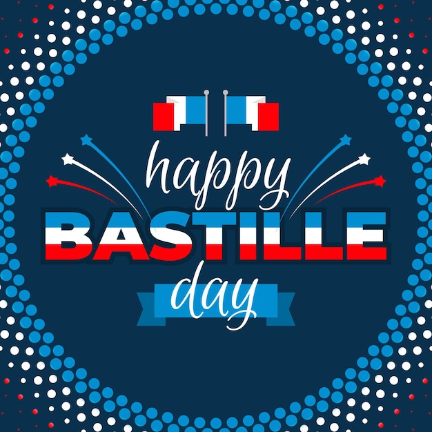 Gratis vector platte ontwerp bastille dag