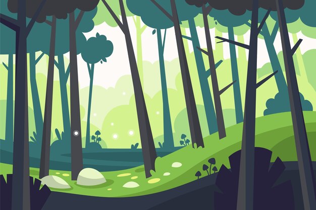 Platte ontwerp betoverde bosillustratie