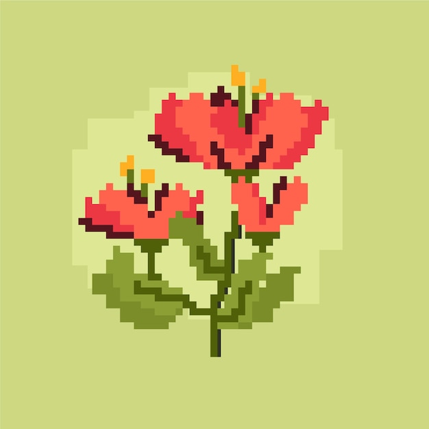 Platte ontwerp bloem pixel kunst illustratie