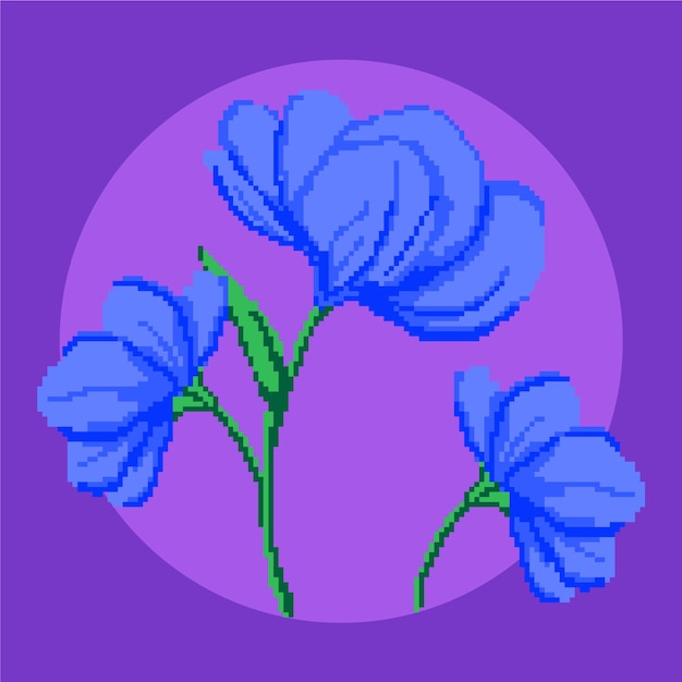 Platte ontwerp bloem pixel kunst illustratie