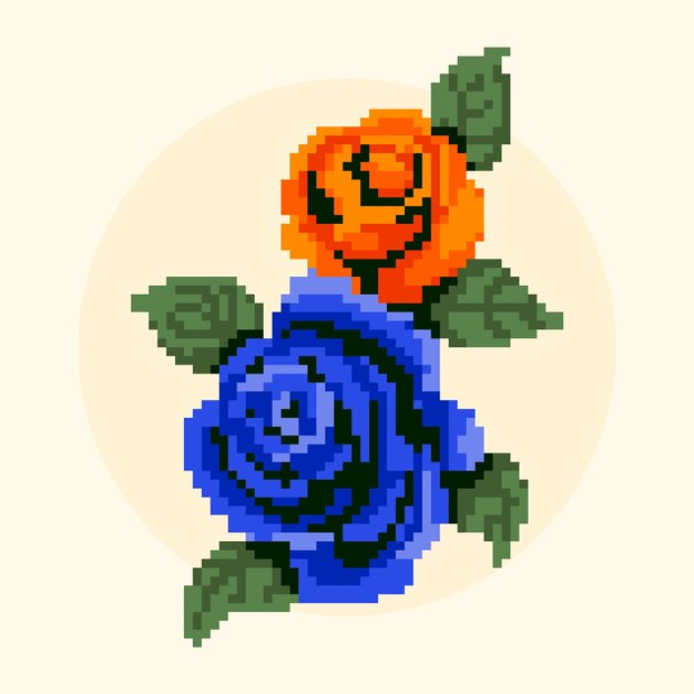 Platte ontwerp bloem pixel kunst illustratie