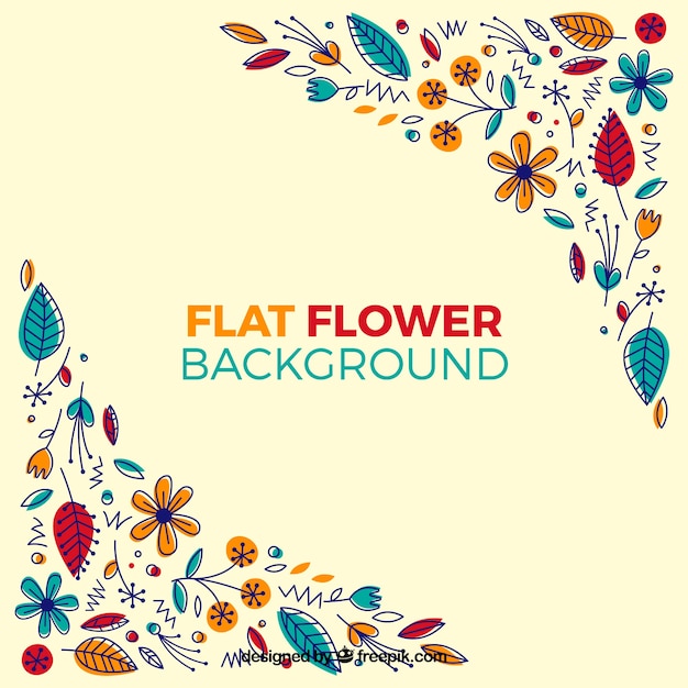 Platte ontwerp bloemen achtergrond