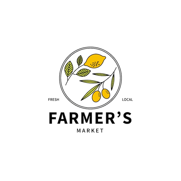Gratis vector platte ontwerp boerenmarkt logo