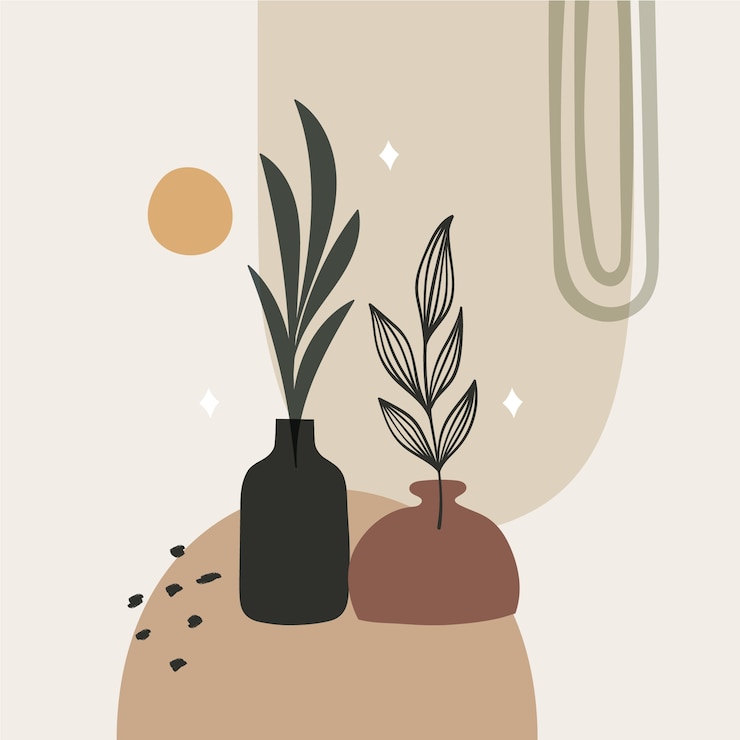 Gratis Vector platte ontwerp boho kunst aan de muur illustratie