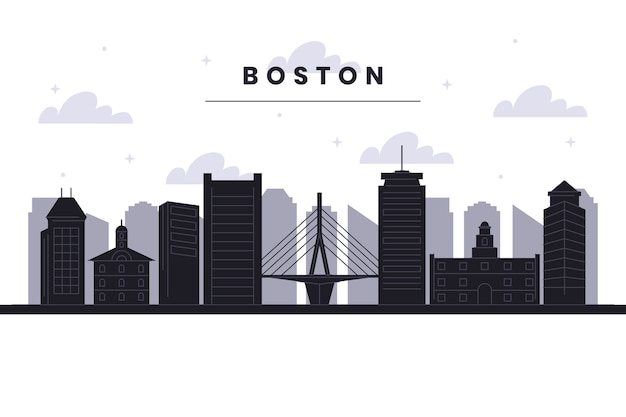 Platte ontwerp boston skyline silhouet