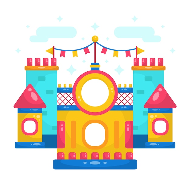 Gratis vector platte ontwerp bounce huis illustratie