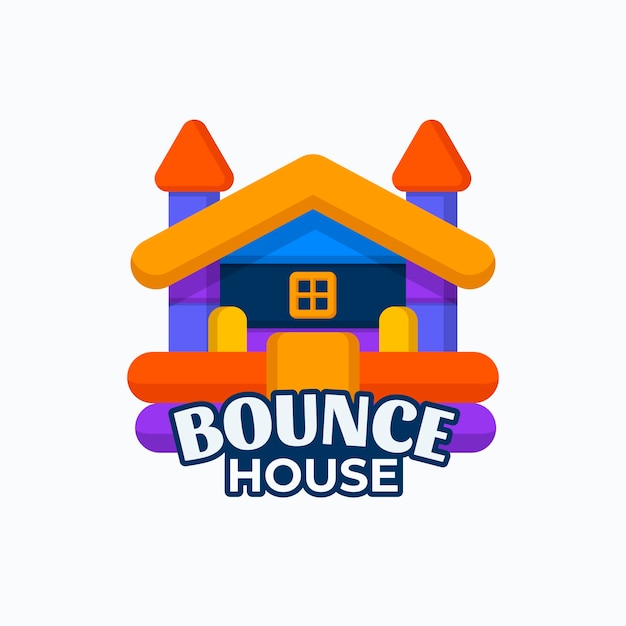 Gratis vector platte ontwerp bounce huis logo