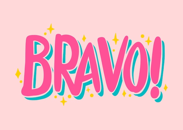 Gratis vector platte ontwerp bravo belettering illustratie