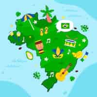 Gratis vector platte ontwerp brazilië kaart illustratie