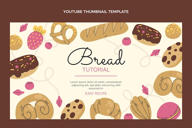 Gratis vector platte ontwerp brood tutorial youtube thumbnail