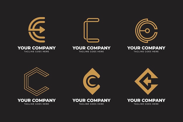 Platte ontwerp c logo sjabloon set