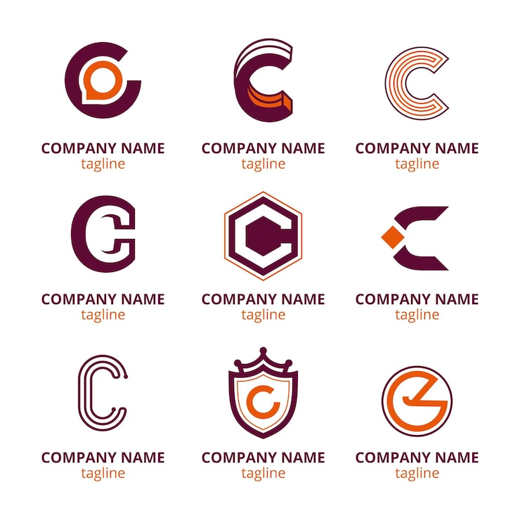 Gratis Vector platte ontwerp c logo template collectie