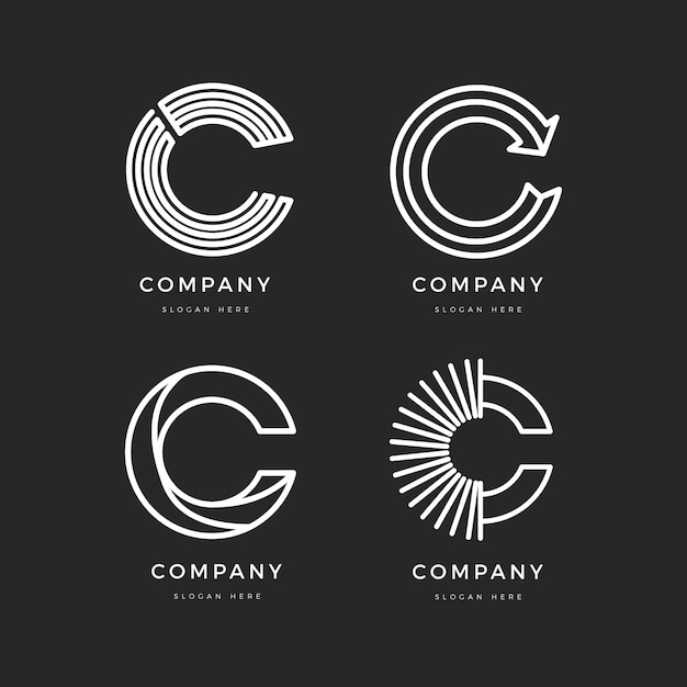 Platte ontwerp c logo template collectie