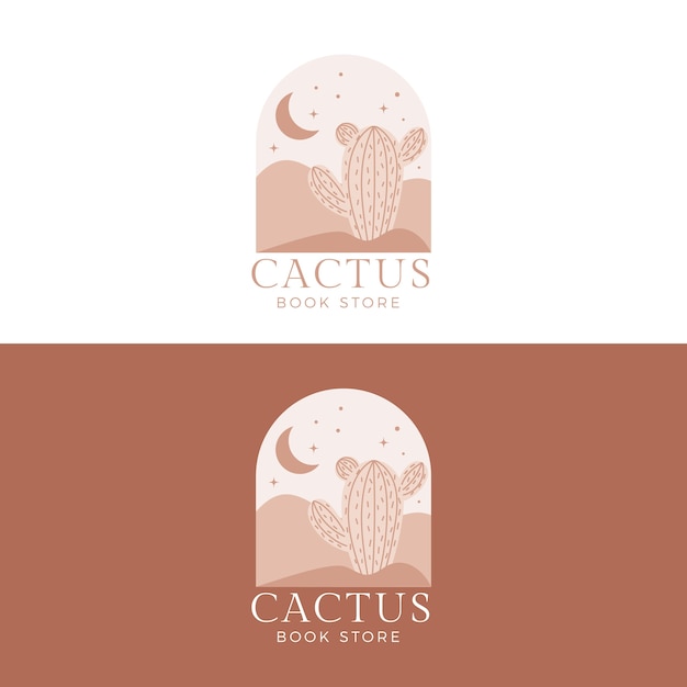 Platte ontwerp cactus logo ontwerp