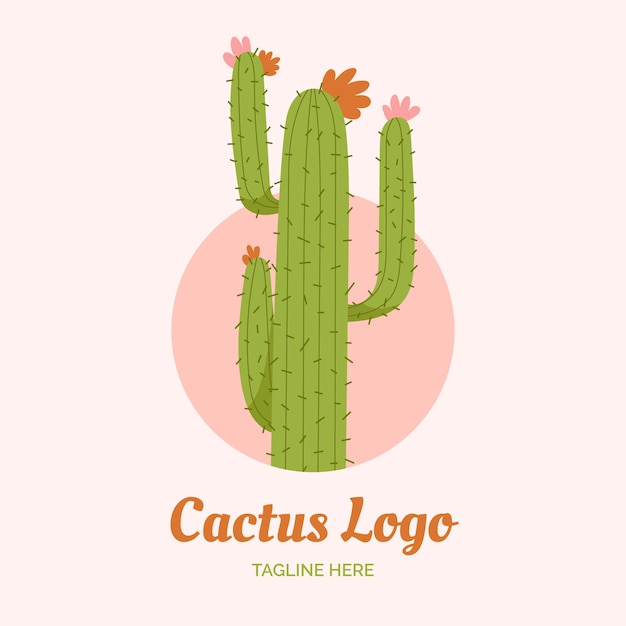 Platte ontwerp cactus logo ontwerp