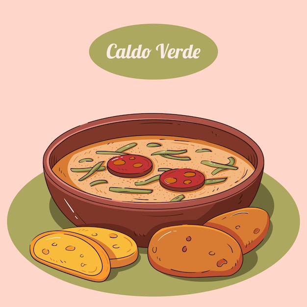 Platte ontwerp caldo verde illustratie