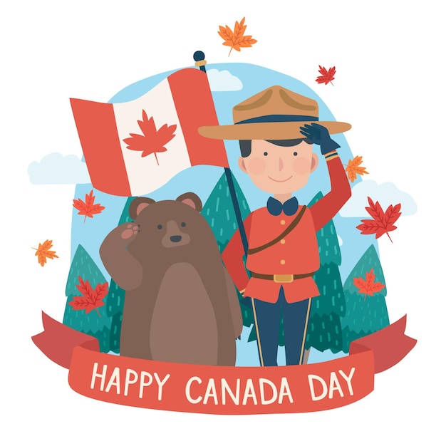 Gratis vector platte ontwerp canada dag concept