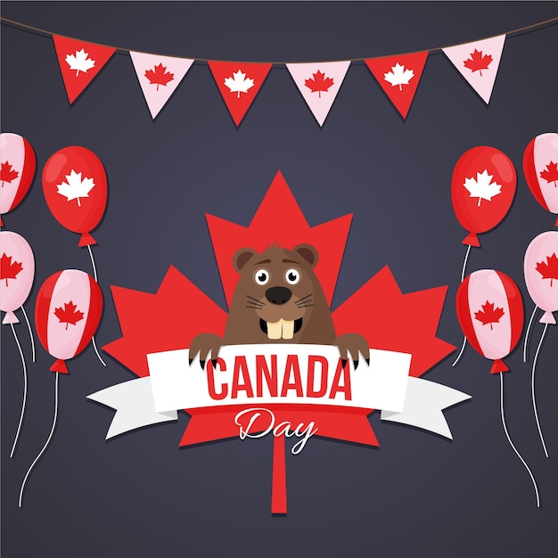 Gratis vector platte ontwerp canada dagviering