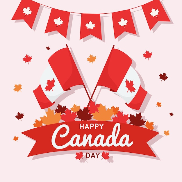 Gratis vector platte ontwerp canada dagviering