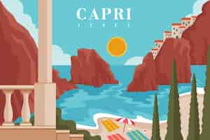 Gratis vector platte ontwerp capri illustratie