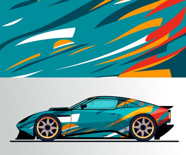 Gratis vector platte ontwerp car wrap illustratie