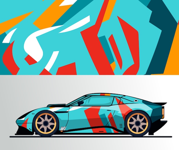 Gratis vector platte ontwerp car wrap illustratie