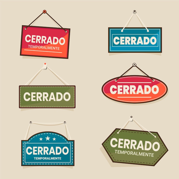 Gratis Vector platte ontwerp cerrado uithangbord set