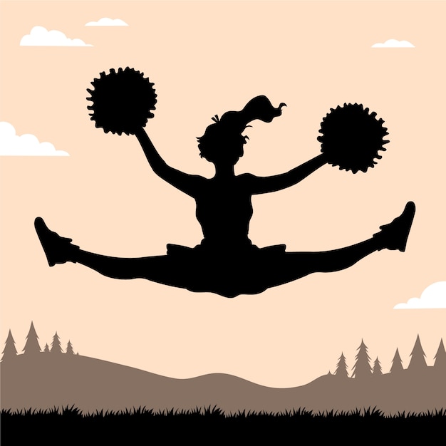 Gratis vector platte ontwerp cheerleader silhouet