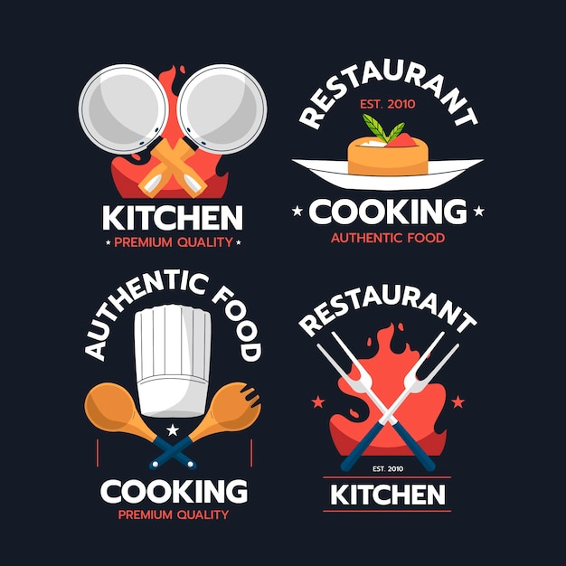 Gratis vector platte ontwerp chef-kok logo collectie