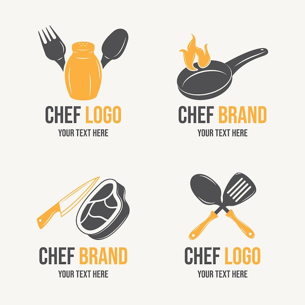 Platte ontwerp chef-kok logo sjabloon