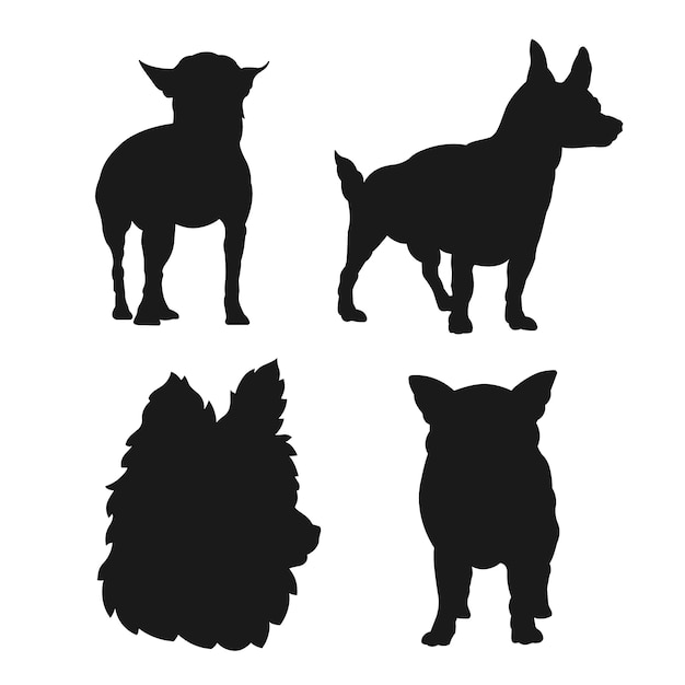Gratis vector platte ontwerp chihuahua silhouet