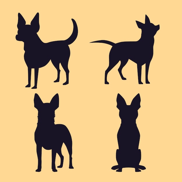 Gratis vector platte ontwerp chihuahua silhouet
