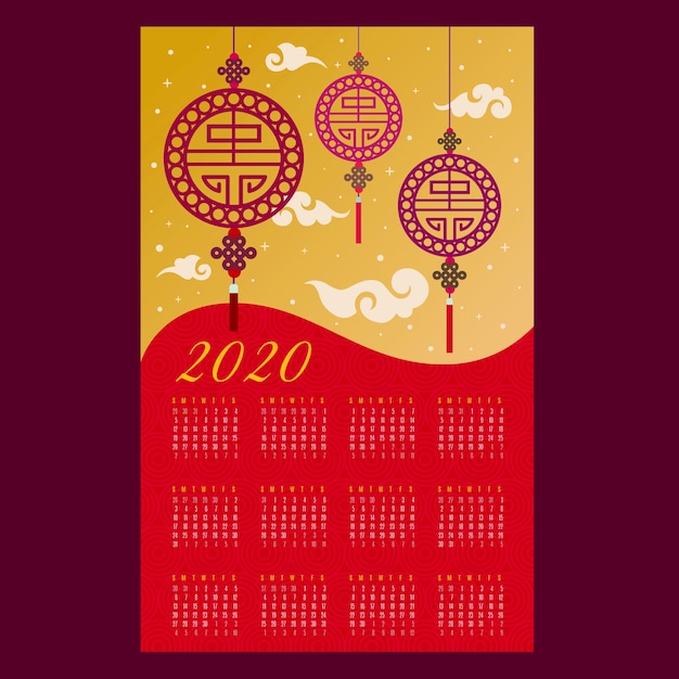 Platte ontwerp Chinees Nieuwjaar kalender