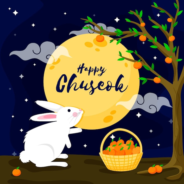 Gratis vector platte ontwerp chuseok concept